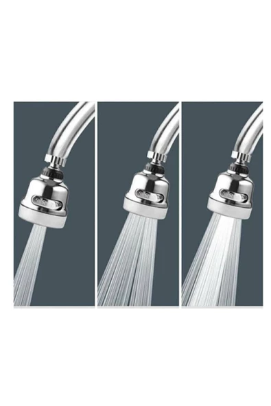 3 Fonksiyonlu Su Tasarruflu Musluk Ucu Su Tasarrufu Çeşme Ucu ( Gri ) - Resim 2