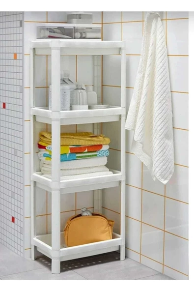 Vesken 3 Bölmeli Banyo Raf Ünitesi Beyaz - 4