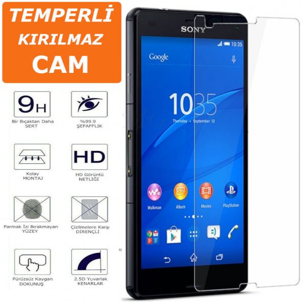 Sony Xperia Z3 Mini Ekran Koruyucu 9H Parlak HD Şeffaf Kırılmaz Temperli Cam Ekran Koruma (IU50PEZ)