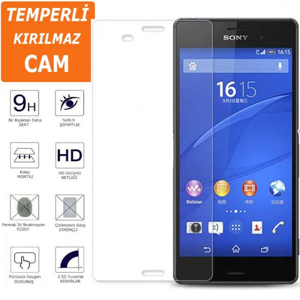 Sony Xperia Z3 Ekran Koruyucu 9H 2.5D Parlak HD Şeffaf Kırılmaz Temperli Cam Ekran Koruma (SH53PWT) - 1