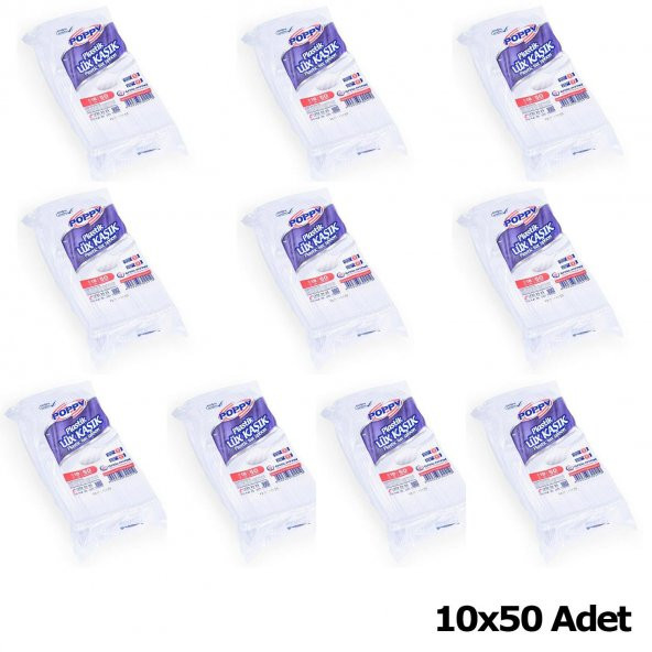 Poppy Plastik Lüx Şeffaf Kaşık - 18 Cm. - 3.2 Gr. - 50 Adetlik 10 Paket - 2