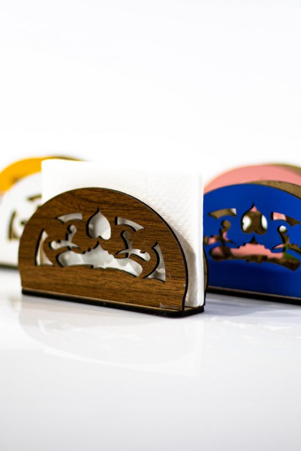 Restoran, Cafe, Otel, Ev ve Barlara Ahşap Peçetelik, Peçete Kutusu, Dekoratif El Yapımı Peçetelik 6 Adet - Resim 5