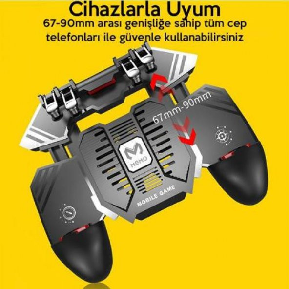 Polham 4000Mah Powerbankli Telefon Soğutuculu Fanlı Oyun Kolu, Pubg Ateş Tuşlu Soğutuculu Oyun Kolu - 4