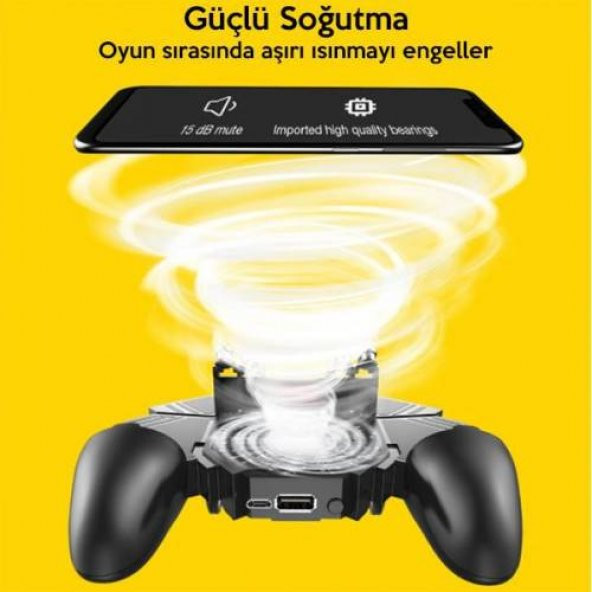 Polham 4000Mah Powerbankli Telefon Soğutuculu Fanlı Oyun Kolu, Pubg Ateş Tuşlu Soğutuculu Oyun Kolu - 5