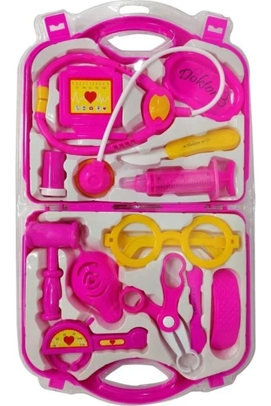 BamBamToys Pembe Çantada 14 Parça Oyuncak Doktor Seti