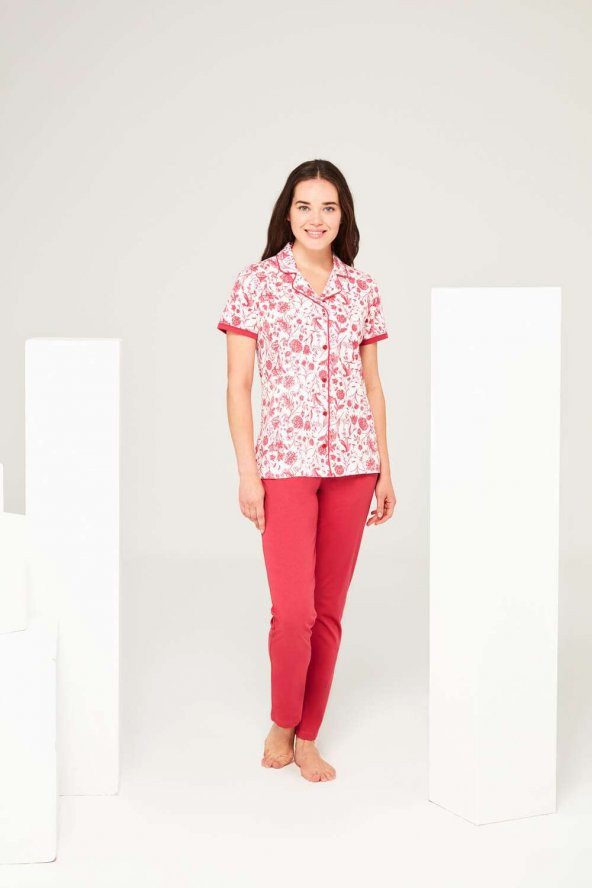 Mod Collection 3698 Kadın Önden Düğmeli Pijama Takım