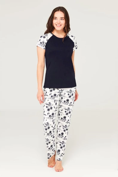 Mod Collection 3676 Kadın Yuvarlak Yaka Pijama Takım - 3