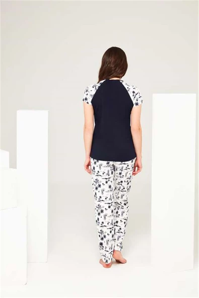 Mod Collection 3676 Kadın Yuvarlak Yaka Pijama Takım - 4