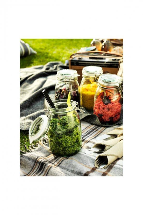 Kavanoz Hava Geçirmez Kilitli Kapağa Sahiptir Contalı Aroma Koruyucu A Kalite 1 Lt 17x12 Cm Meridyendukkan - 3