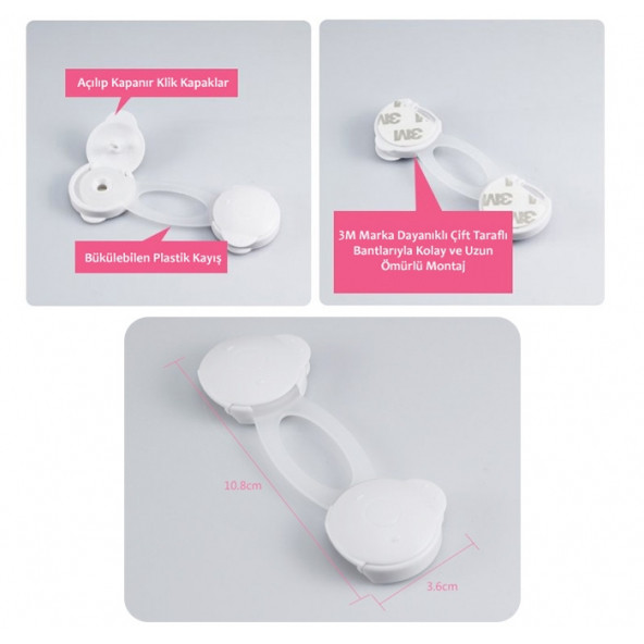 Miny Baby Çok Amaçlı Dolap Kilidi - 2Li - Kısa - 6