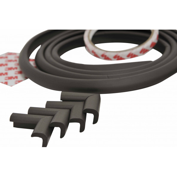 Miny Baby - Miny Kenar + Köşe Koruyucu 2M Kenar + 4 Adet Köşe-Kahverengi - 4