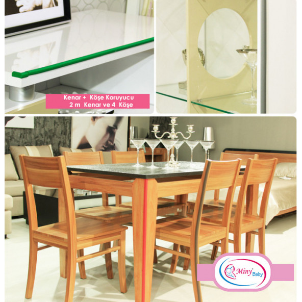 Miny Baby - Miny Kenar + Köşe Koruyucu 2M Kenar + 4 Adet Köşe-Kahverengi - 5
