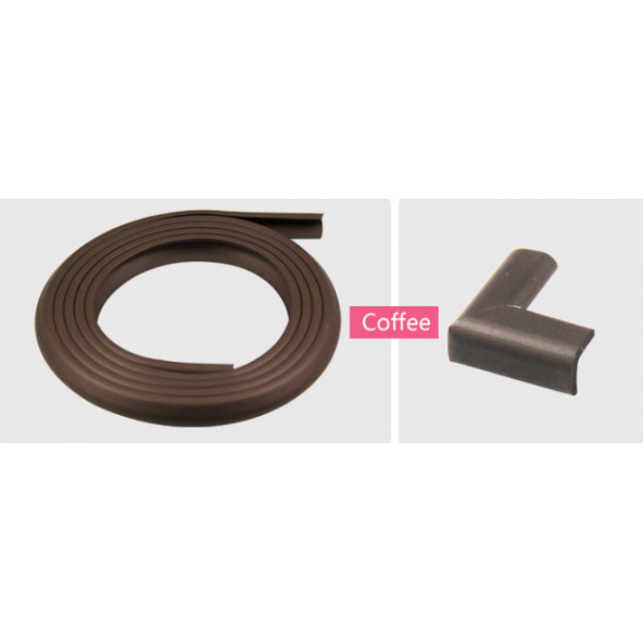 Miny Baby - Miny Kenar + Köşe Koruyucu 2M Kenar + 4 Adet Köşe-Kahverengi - 6