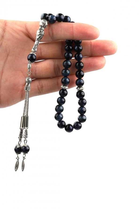 Kaplan Gözü Doğal Taş Tesbih 8 mm Küre Kesim ürün görseli 1