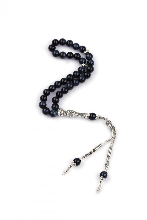 Kaplan Gözü Doğal Taş Tesbih 8 mm Küre Kesim - Resim 2