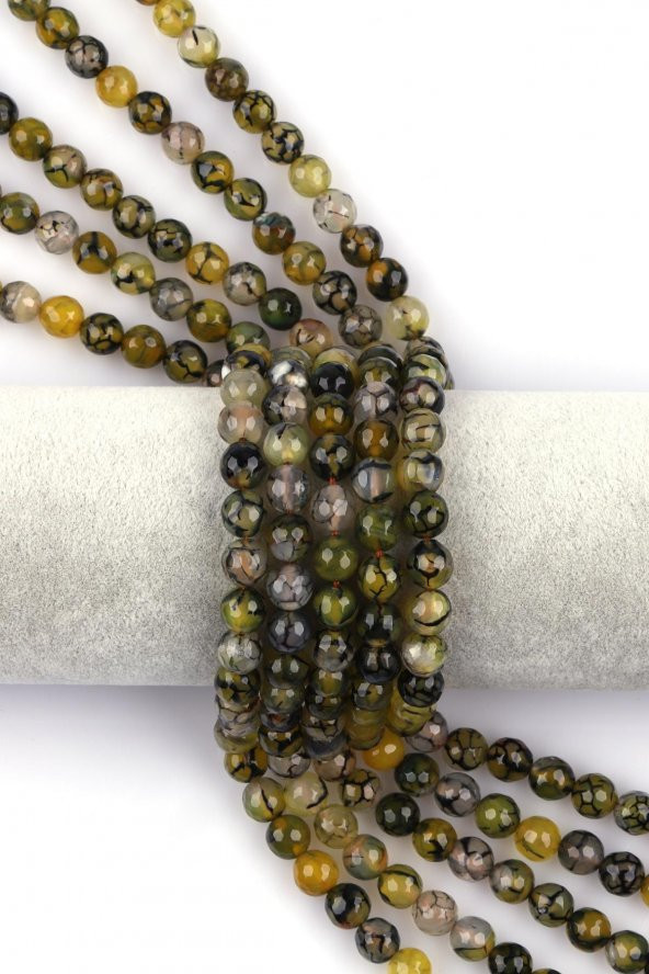 Yeşil Akik Doğal Taş Dizi 8 mm Fasetli Küre Kesim ürün görseli