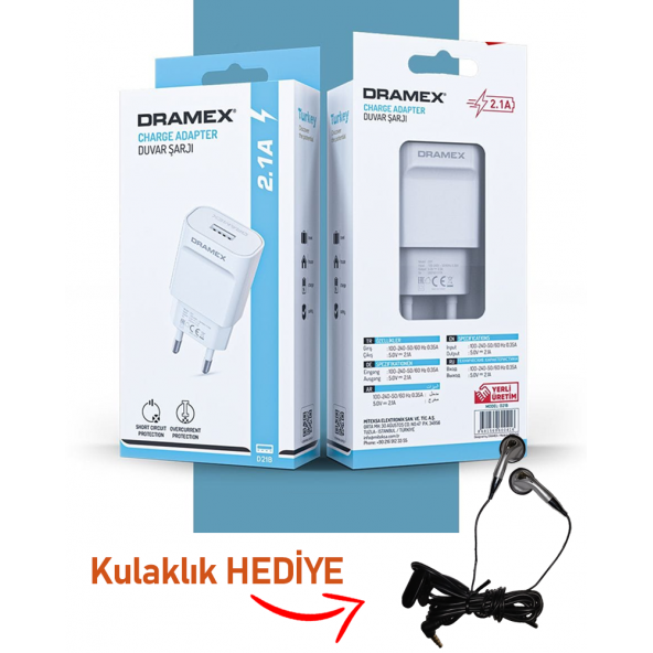 Dramex 2.1A Sade Başlık - KULAKLIK HEDİYELİ