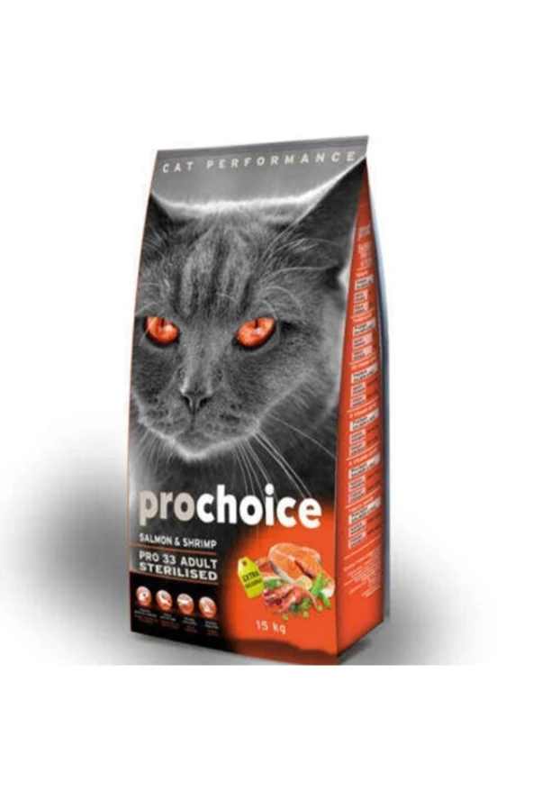 Prochoice Pro 33 Somonlu Ve Karidesli Kısırlaştırılmış Kedi Maması 15 Kg - 2