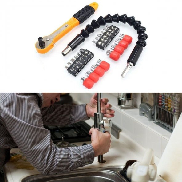 Zhltools 22 Parça Cırcır Anahtarlı Bits Tornavida Ucu ve Matkap Ucu Seti - 2