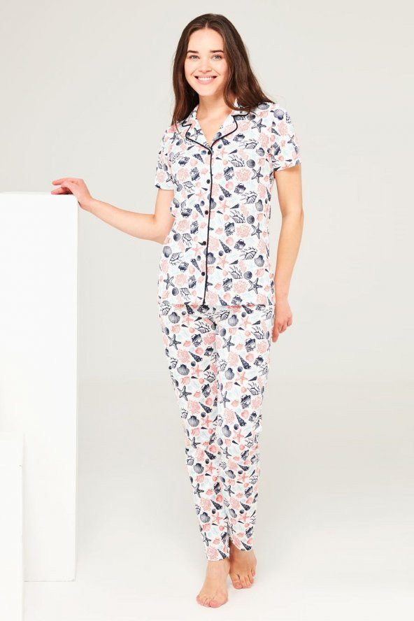 Mod Collection 3707 Kadın Boydan Patlı Pijama Takımı