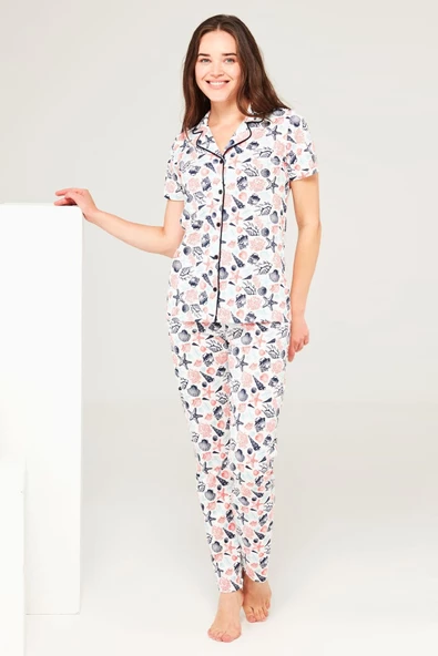 Mod Collection 3707 Kadın Boydan Patlı Pijama Takımı