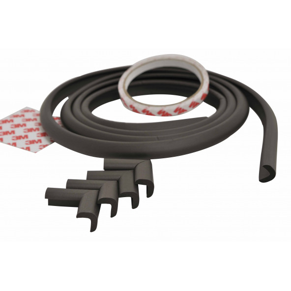 Porakal Safety Kauçuk Mini Kenar+Mini Köşe Koruyucu Seti-Kahverengi - 2