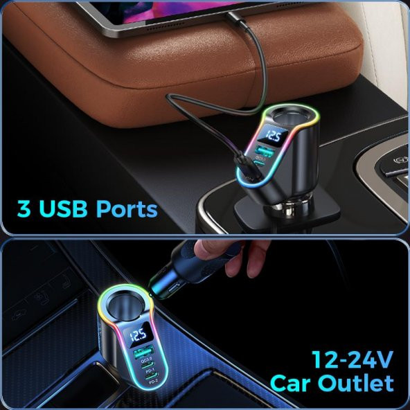 Joyroom 150W 4 Port Led Ekranlı Araç şarj - 2