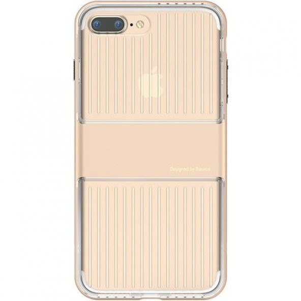 Baseus Apple iPhone 7 / 8 / SE Travel Series Case Şeffaf Kılıf - Gold