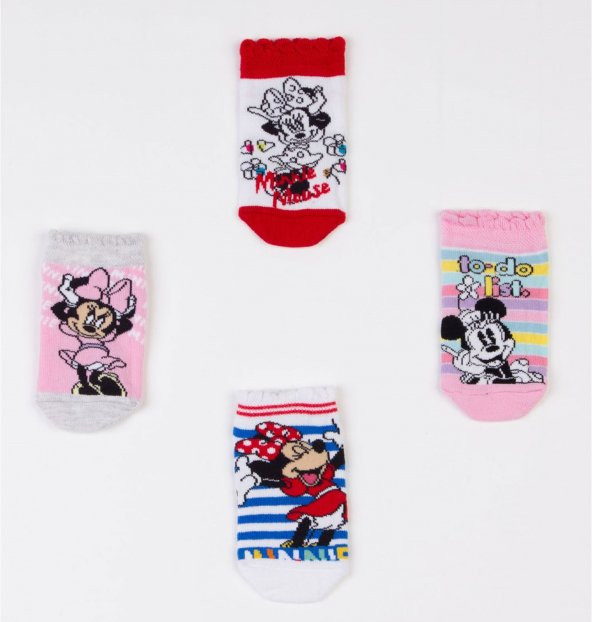 4-5 Yaş 4 Adet Mickey Mouse 23-26 Numara Lisanslı Çocuk Çorabı Havlu Çorap