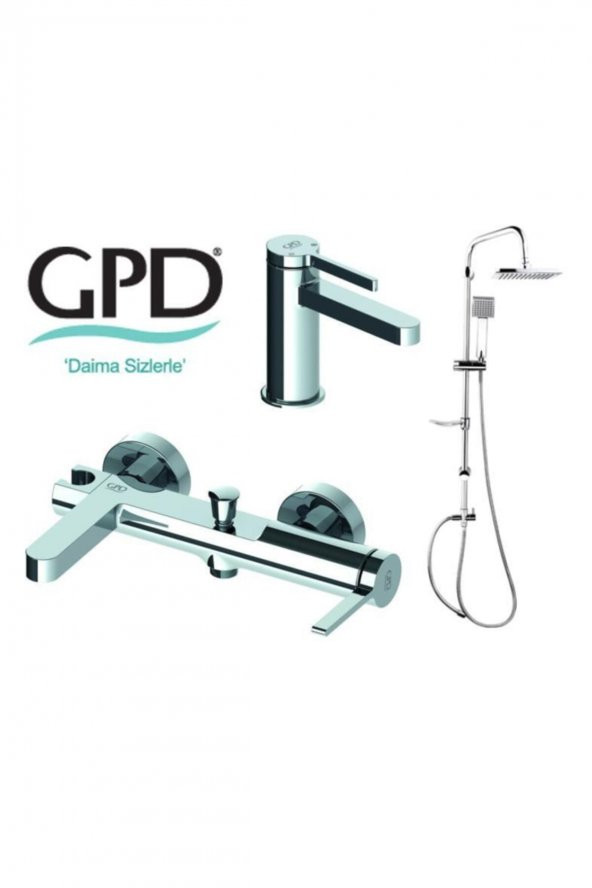 GPD Gildo 3 Parça Krom Armatür Musluk Batarya Banyo Seti Mlb165 Mbb165 Dst19-3
