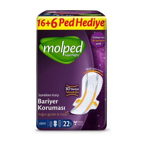 Molped Supernight Dev Ekonomik Ped Gece 22 Adet