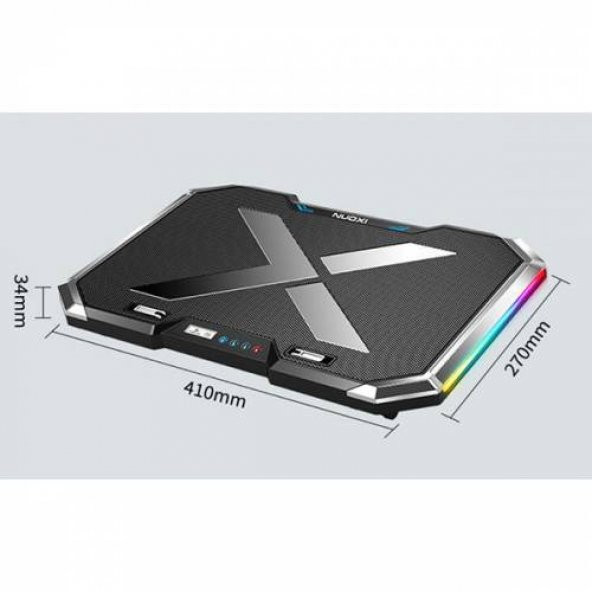 Polham Yükseklik Ayarlı Fanlı Notebook Soğutucu, RGB Led Işıklı Laptop Soğutucu, 6 Adet Fanlı - 6