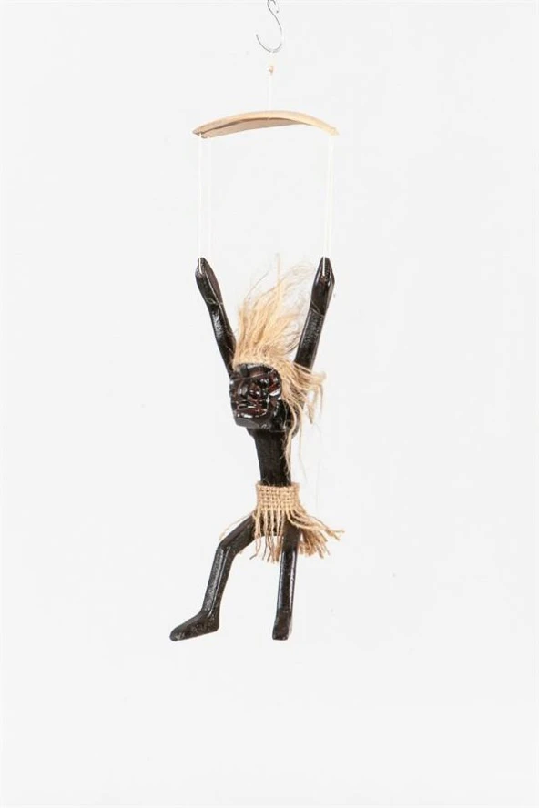 Ahşap Primitif Aborjin Paraşütçü Kapı Duvar Dekoru El Yapımı - Resim 5