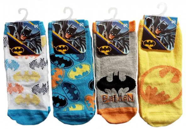 Batman 1-2 Yaş 4 Adet Lisanslı Çocuk Çorabı Havlu Çorap