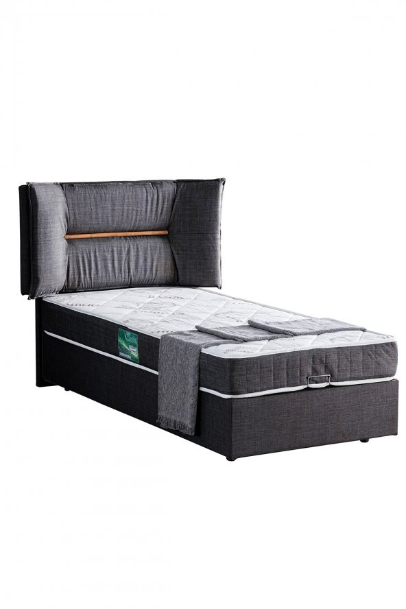 Setay Lizbon Tek Kişilik Baza Başlık Comfort Yatak Seti, Antrasit - 2