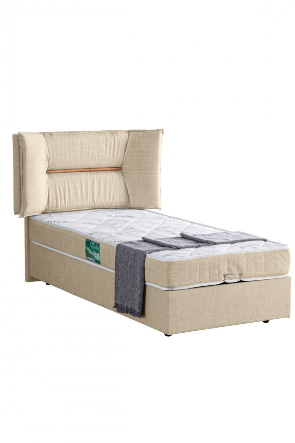 Setay Lizbon Tek Kişilik Baza Başlık Comfort Yatak Seti, Krem - Resim 2