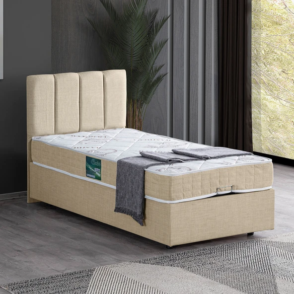 Setay Baza, Defne Tek Kişilik Baza Başlık Comfort Yatak Seti - Krem