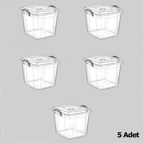 Polytime Kilitli Mutfak Gıda Eşya Saklama Düzenleme Kabı Kutusu - Şeffaf - Kare - 2.5 Litre - 5 Adet - Resim 2