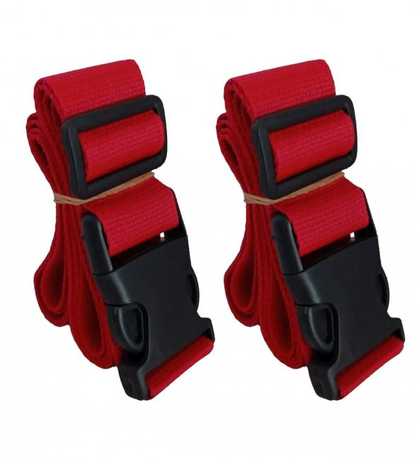 Kırmızı Renk Valiz Bavul Emniyet Kemeri 2 Adet En 4cm