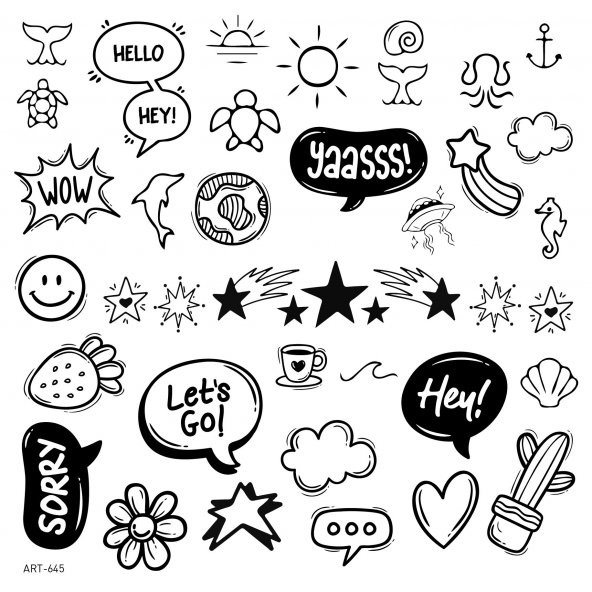 Minimal Geçici Dövme,Geçici Tattoo ,Vücut Dövme,Kol Bilek Dövme,Boyun Dövme,Sırt Dövme - 2