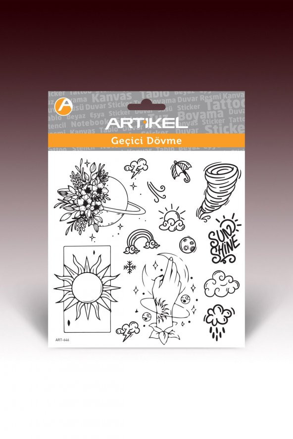 Sun Shine Geçici Dövme,Geçici Tattoo ,Vücut Dövme,Kol Bilek Dövme,Boyun Dövme,Sırt Dövme - 3