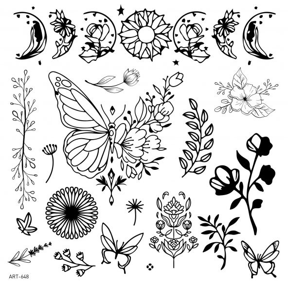 Butterfly Geçici Dövme,Geçici Tattoo ,Vücut Dövme,Kol Bilek Dövme,Boyun Dövme,Sırt Dövme - 2