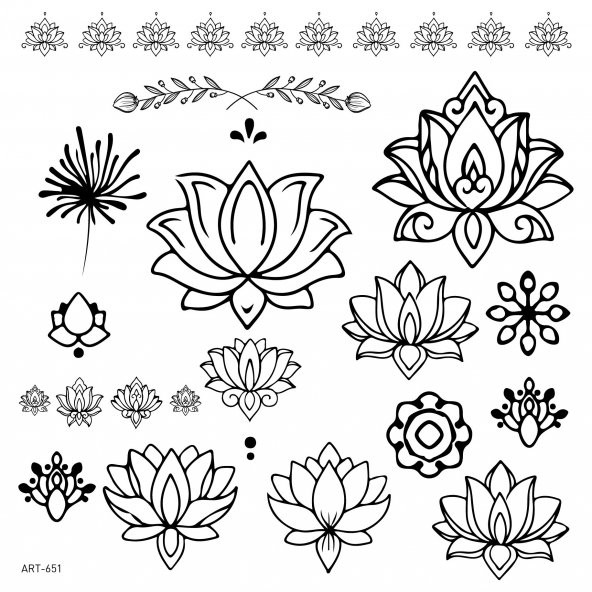 Lotus Geçici Dövme,Geçici Tattoo ,Vücut Dövme,Kol Bilek Dövme,Boyun Dövme,Sırt Dövme - 2