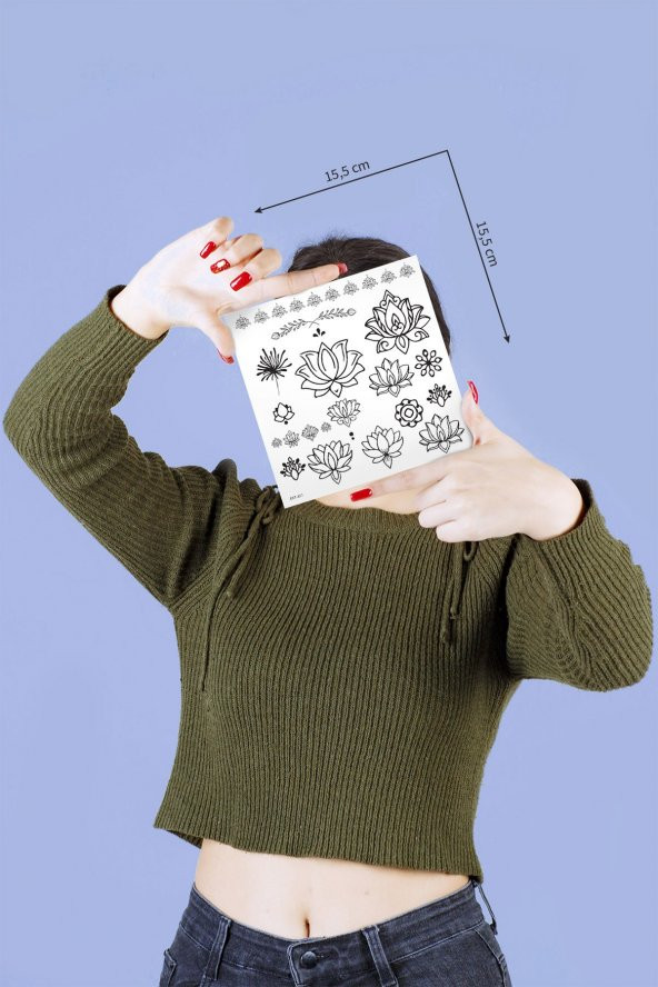 Lotus Geçici Dövme,Geçici Tattoo ,Vücut Dövme,Kol Bilek Dövme,Boyun Dövme,Sırt Dövme - 4