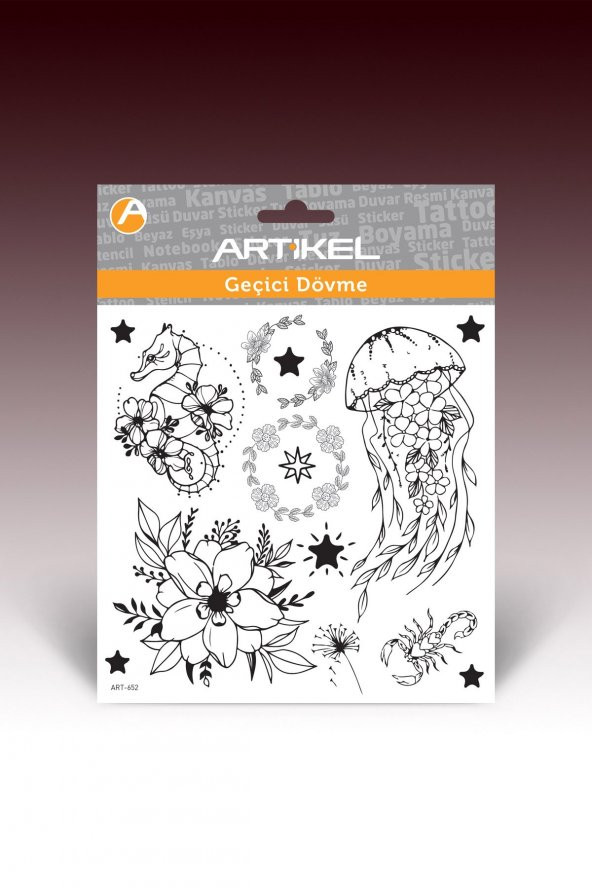 Jellyfish Geçici Dövme,Geçici Tattoo ,Vücut Dövme,Kol Bilek Dövme,Boyun Dövme,Sırt Dövme - 3