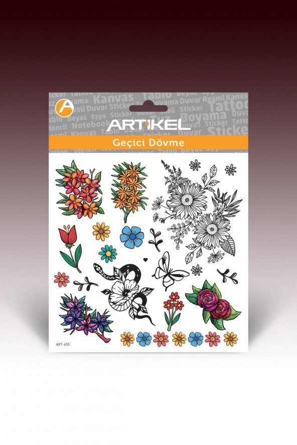 Flowers-4 Geçici Dövme,Geçici Tattoo ,Vücut Dövme,Kol Bilek Dövme,Boyun Dövme,Sırt Dövme - 3