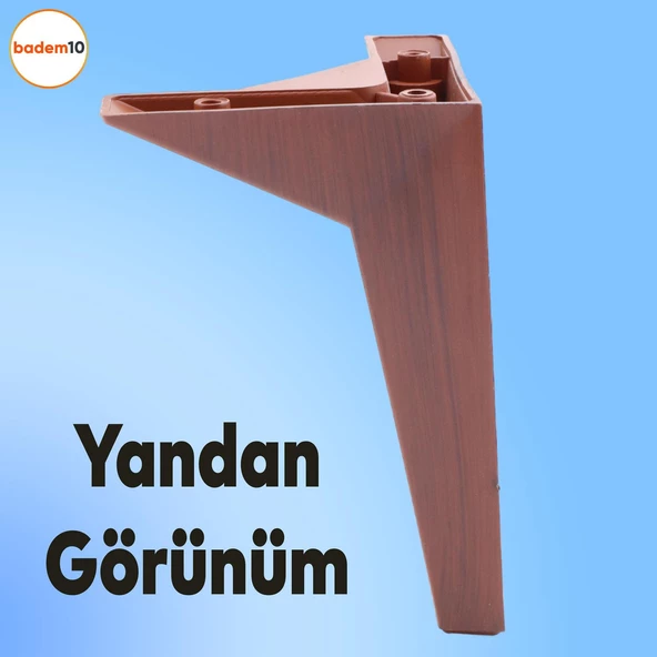 Kale Lüks Mobilya Kanepe Sehpa Tv Ünitesi Koltuk Ayağı 15 Cm Kahverengi Ahşap Desenli Baza Ayakları - 7
