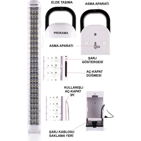 LED POINT LP-6069 ŞARJ EDİLEBİLİR ACİL DURUM LAMBASI 69 LED  KAMP LAMBASI - 1