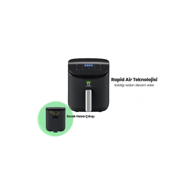 Wiami Airfryer 3.5 L Akıllı Yağsız Hava Fritözü Siyah - 4