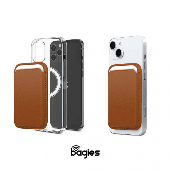 Bagies Apple iPhone için Deri Cüzdan Magsafe Kartlık Cüzdan Kılıf Lacivert - 3